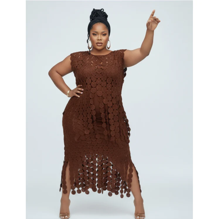 Ladies Circo Fringe Circular Cutout Top and Skirt Set