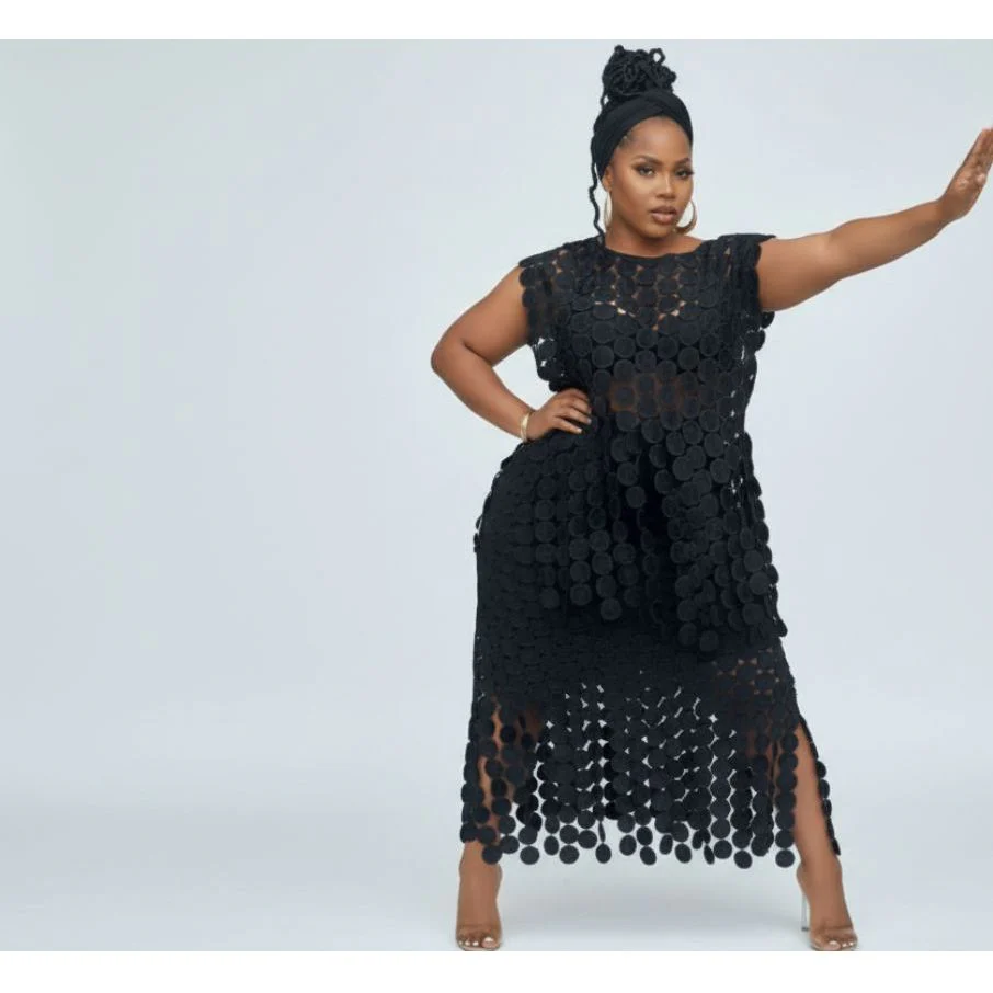 Ladies Circo Fringe Circular Cutout Top and Skirt Set - Image 2