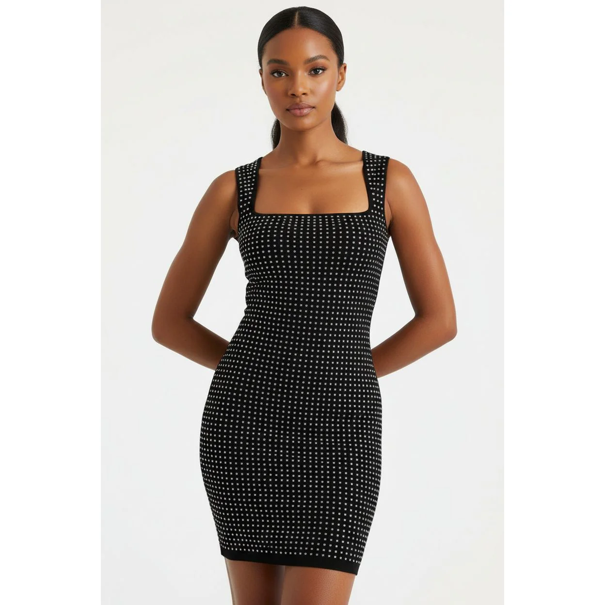 Ladies Embellished Bodycon Mini Dress - Image 2