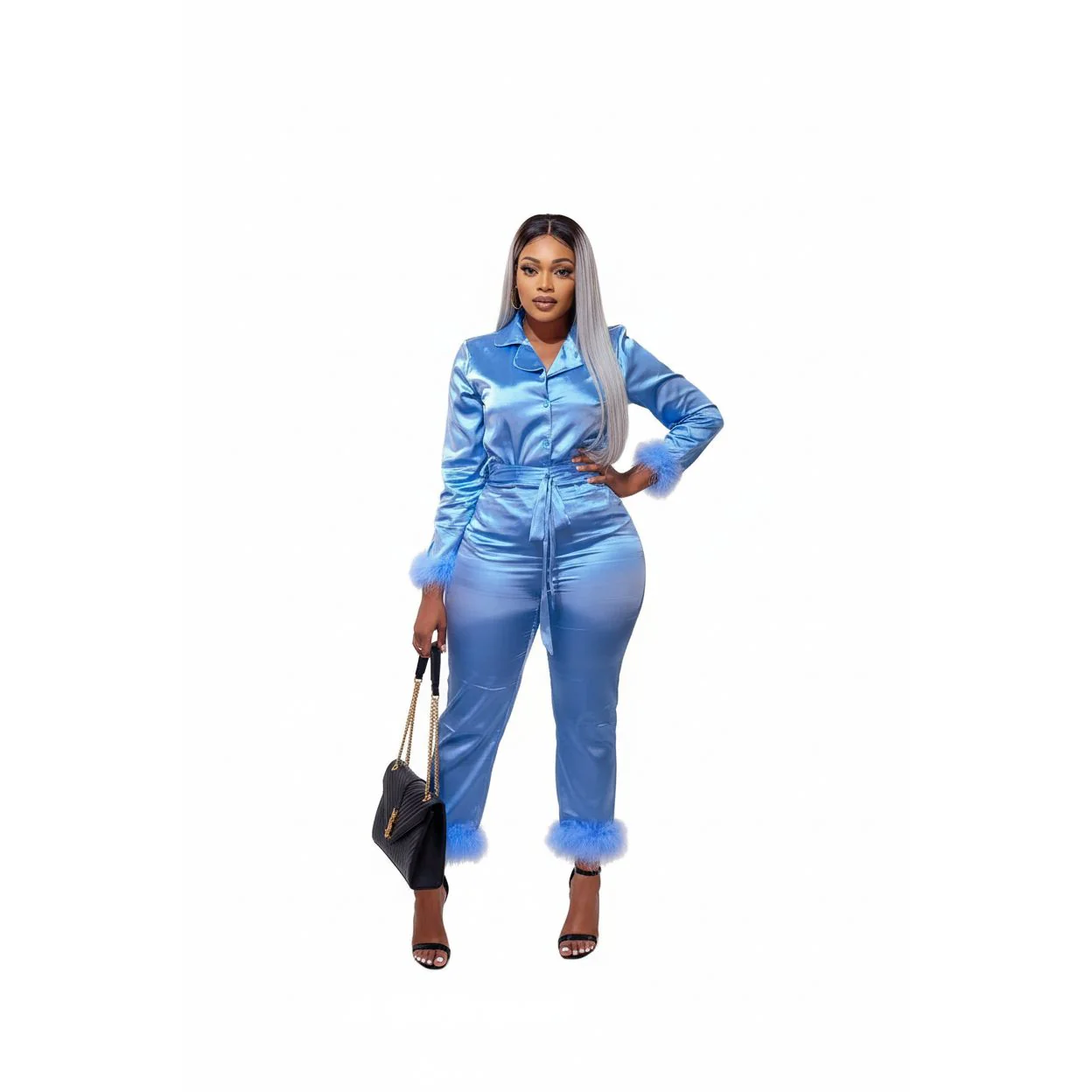 Ladies Feather Fringe Two-piece Loungewear - Image 3
