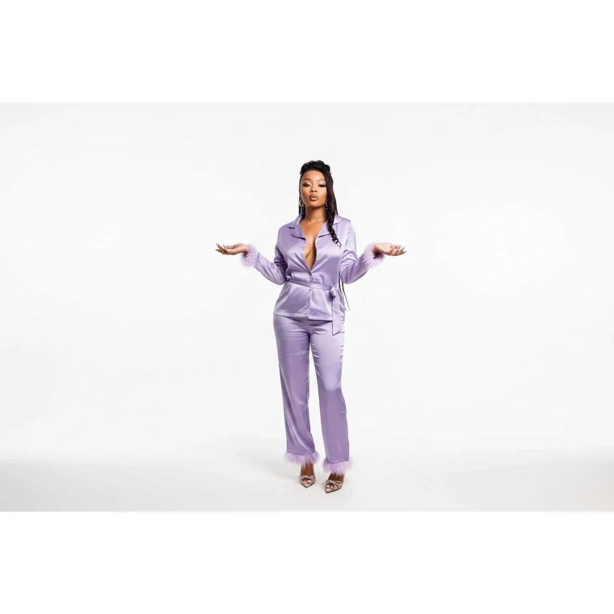 Ladies Feather Fringe Two-piece Loungewear - Image 4