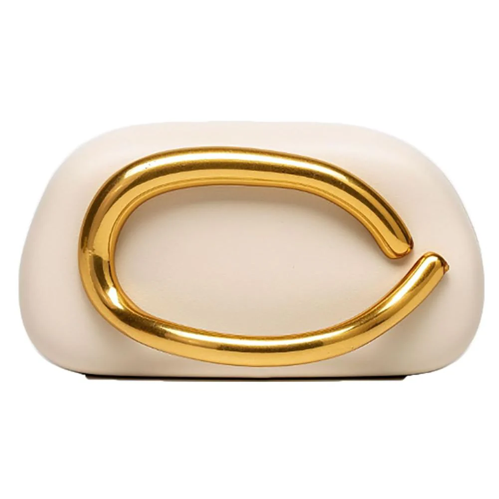 Ladie's Gold Metal Handle Clutch Bag - Image 5