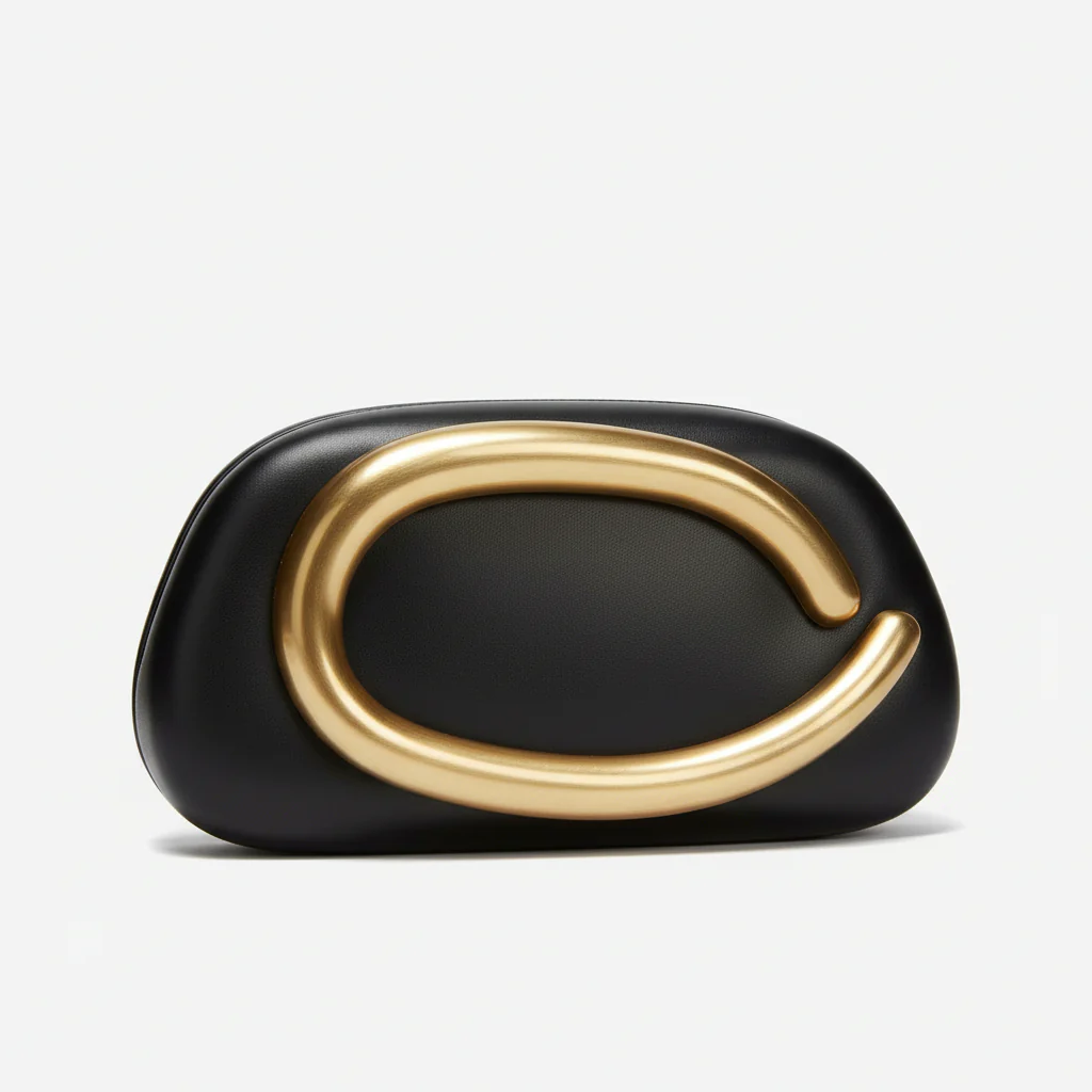 Ladie's Gold Metal Handle Clutch Bag - Image 6