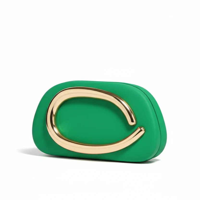 Ladie's Gold Metal Handle Clutch Bag - Image 7