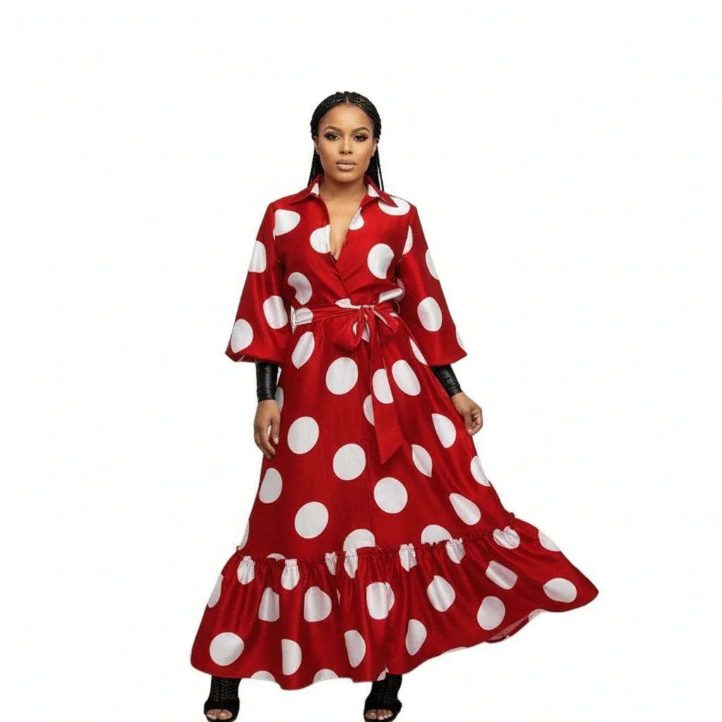 Lantern Sleeve Ruffle Hem Dress - Image 2