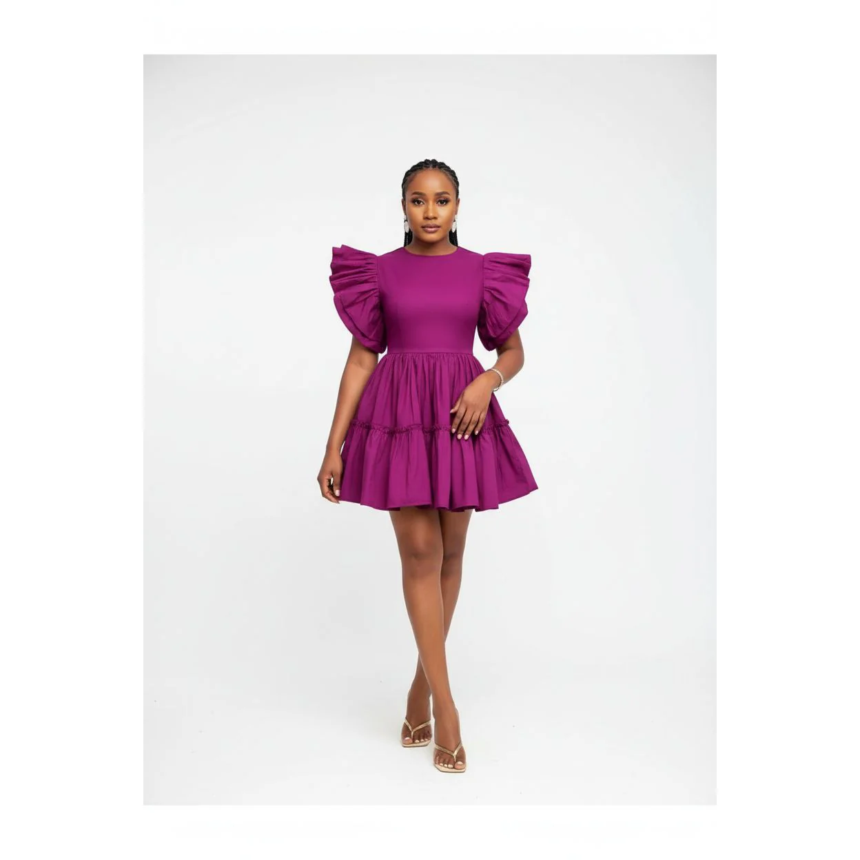 Lantern Sleeve Short Dress. - Image 3