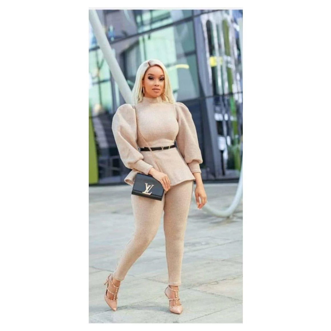 Lantern Sleeve Waist Belt Ruffles Chic Sets - Image 7