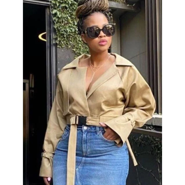 Lapel Neck Crop Jackets - Image 2
