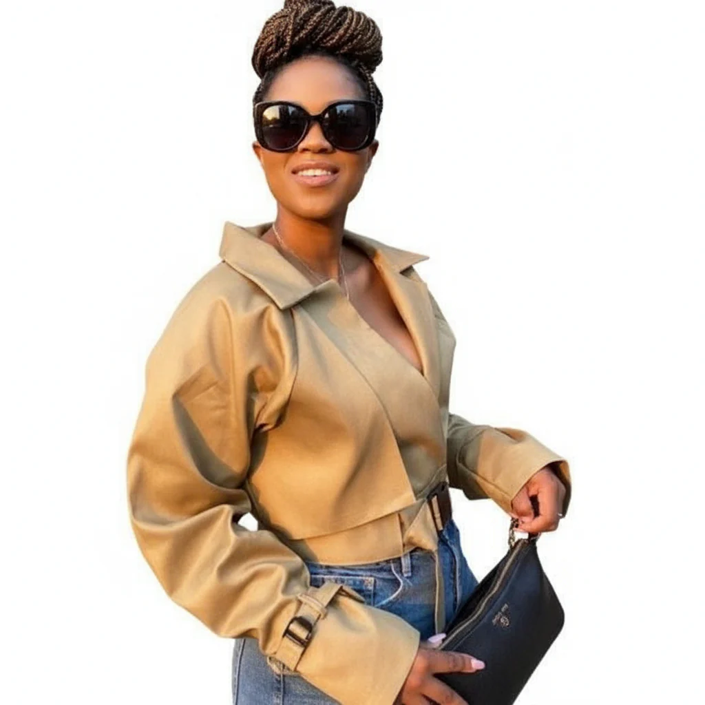 Lapel Neck Crop Jackets - Image 3