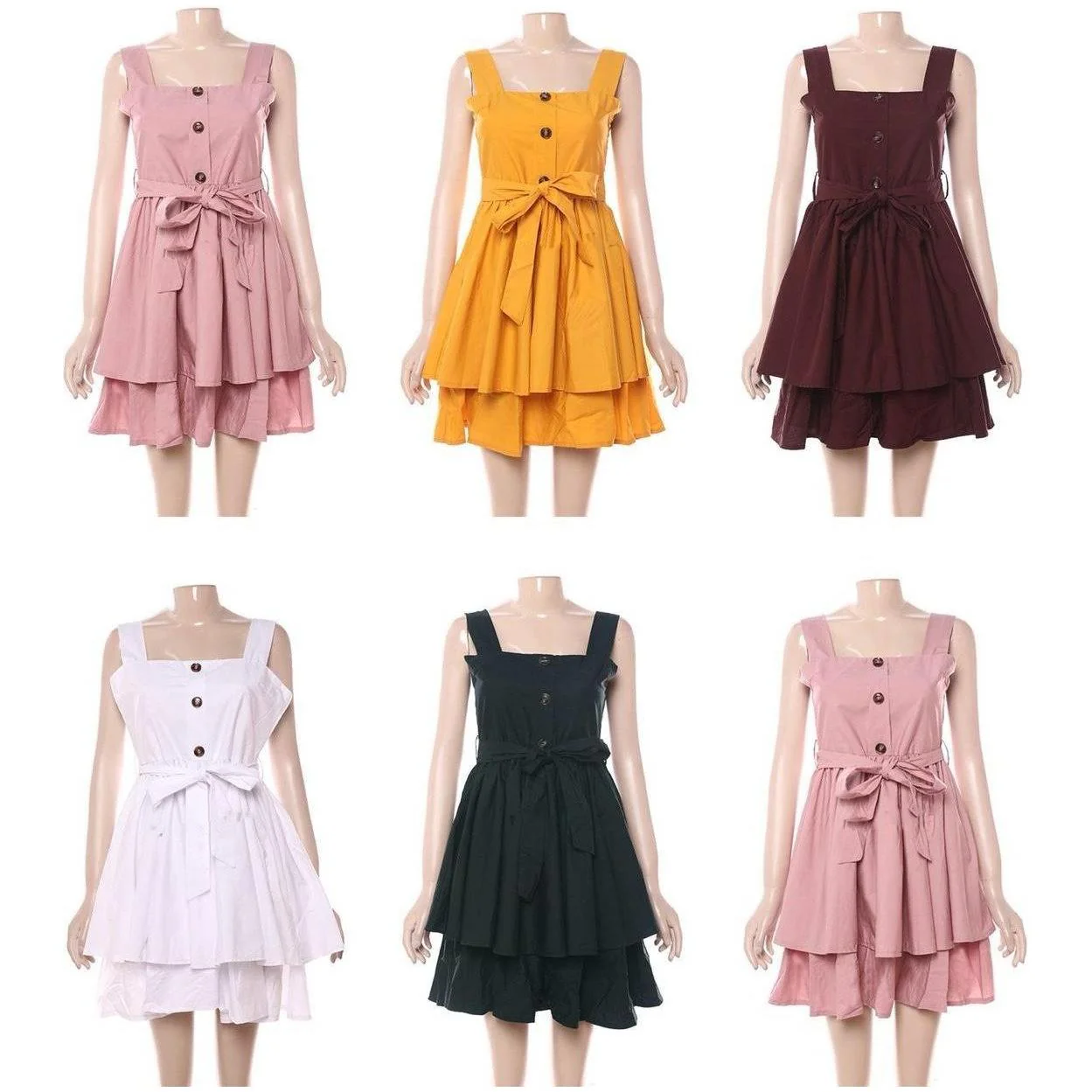 Layered Button Detail Mini Dress  - Image 3