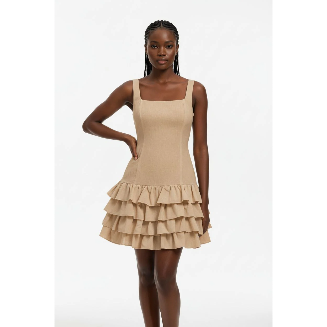 Layered Square Neck Mini Dress - Image 2
