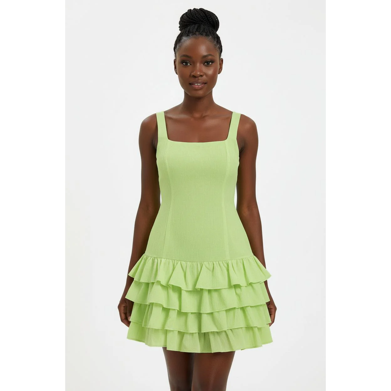 Layered Square Neck Mini Dress - Image 5