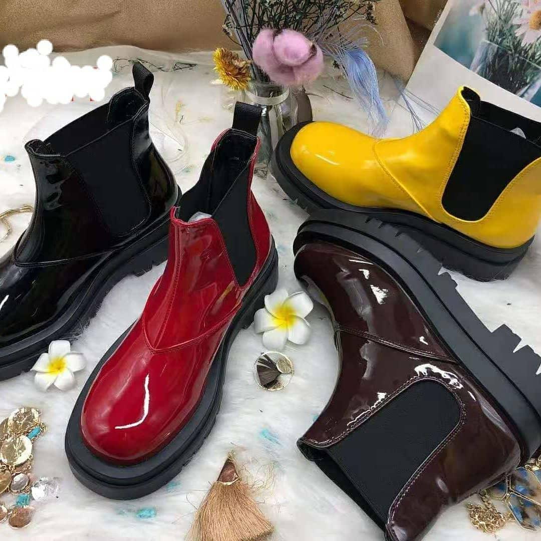 Leather Platform Flat Short Boots - Image 6