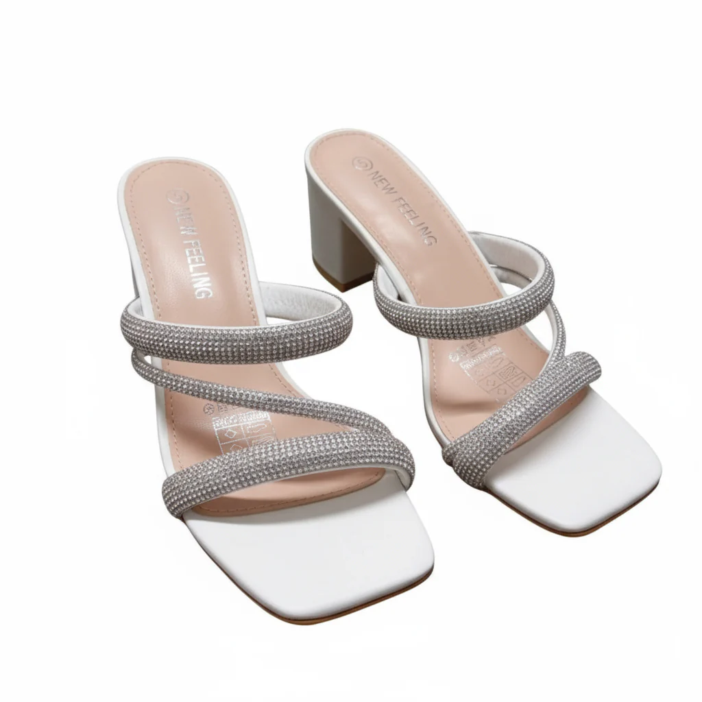 Leather strappy block heel sandals