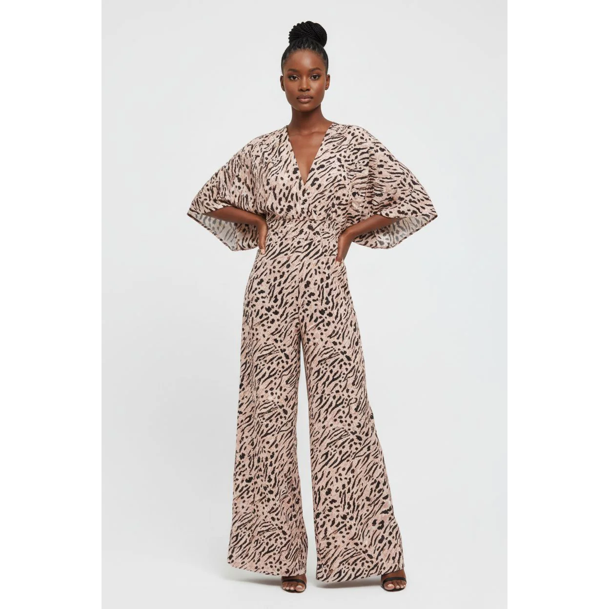 Leopard Print wide-leg V-neck jumpsuit pants. - Image 4