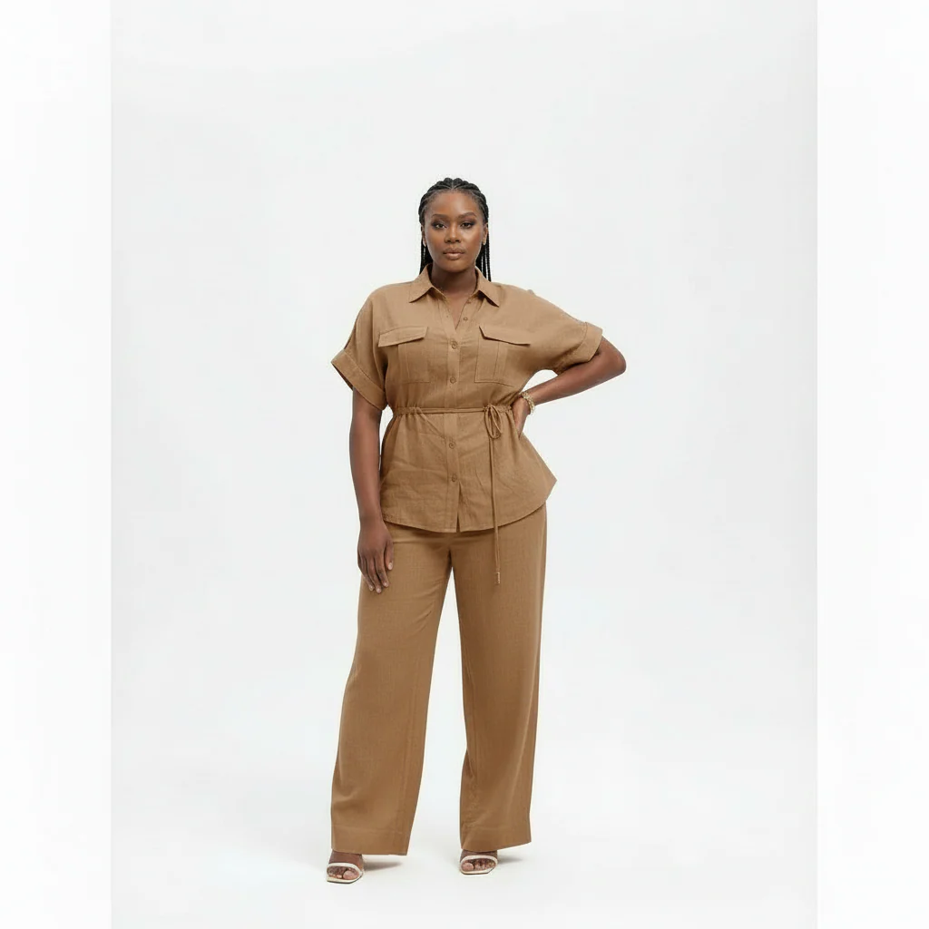 Linen material  formal wear 2 pieces set