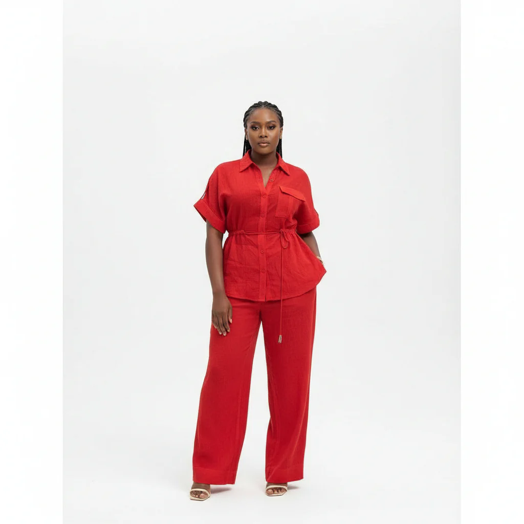 Linen material  formal wear 2 pieces set - Image 5