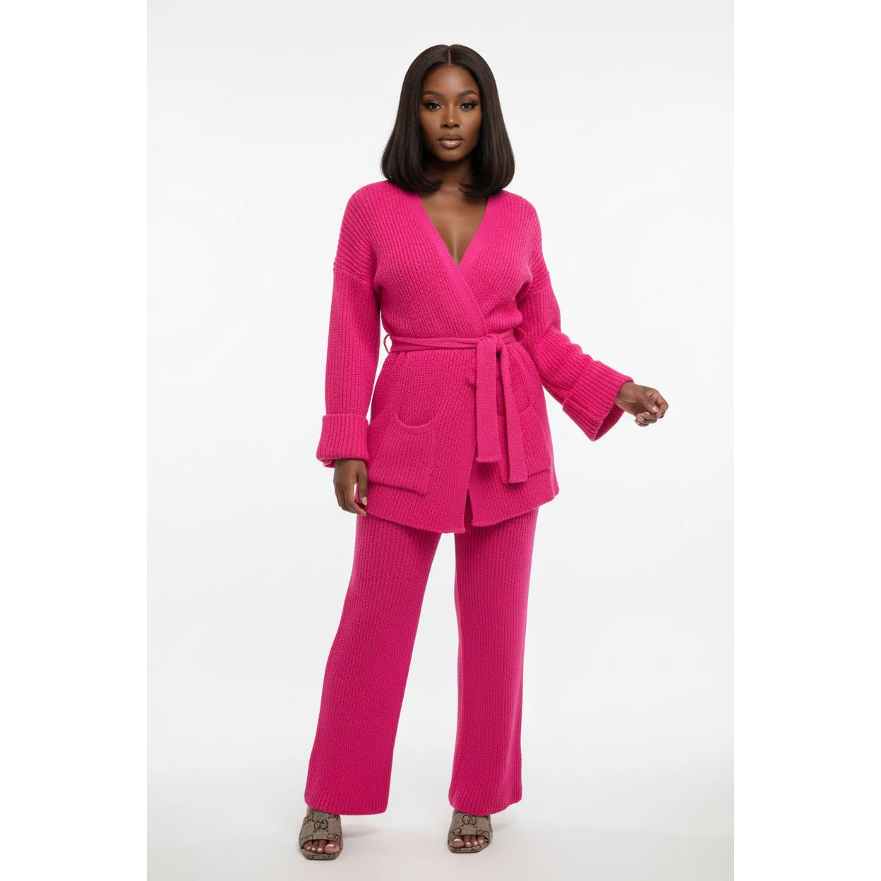 Long Cardigan and Pants Sweater Set