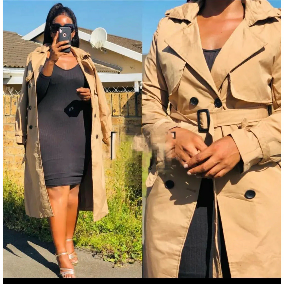 Long Double-Breasted Casual Loose Coat - Image 11