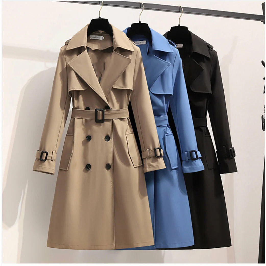 Long Double-Breasted Casual Loose Coat - Image 12