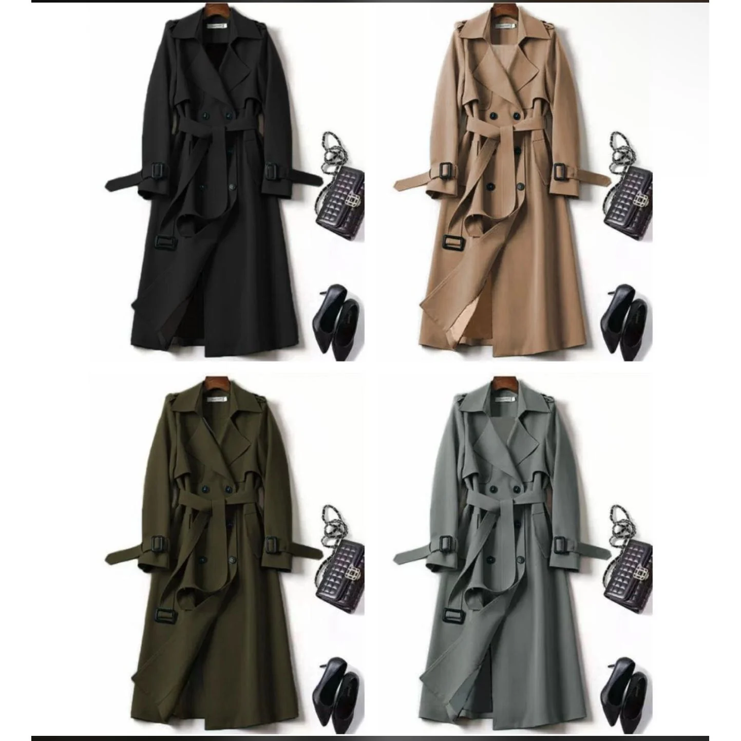 Long Double-Breasted Casual Loose Coat - Image 13