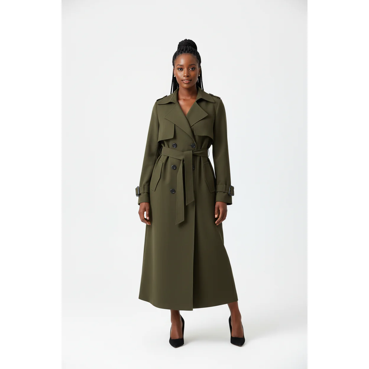 Long Double-Breasted Casual Loose Coat - Image 4