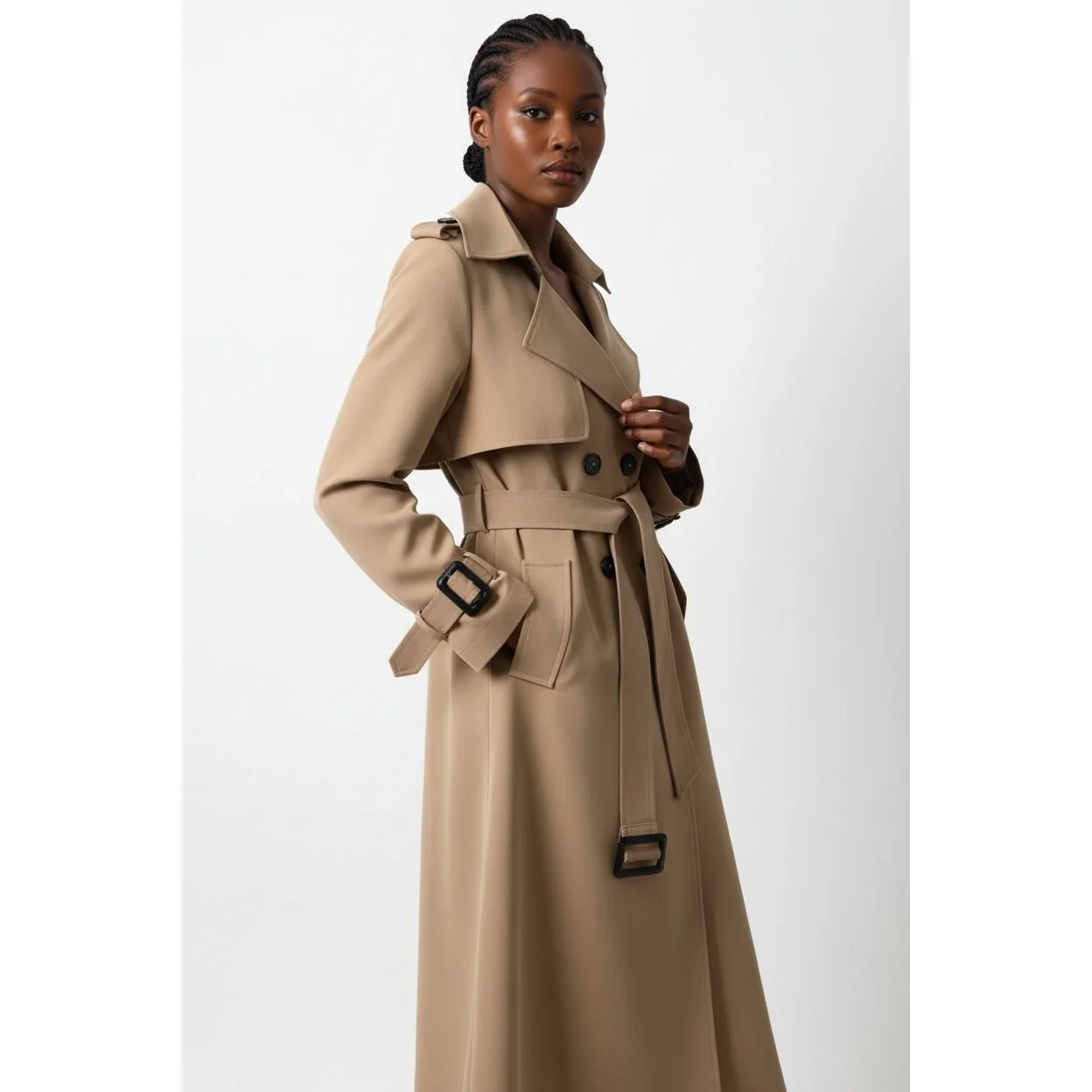 Long Double-Breasted Casual Loose Coat - Image 5