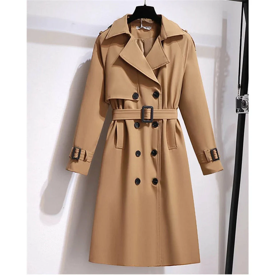 Long Double-Breasted Casual Loose Coat - Image 9