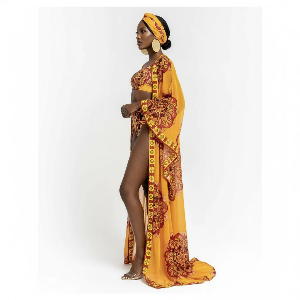 Long Kimono and Bikini 3 Piece Set No - Image 4