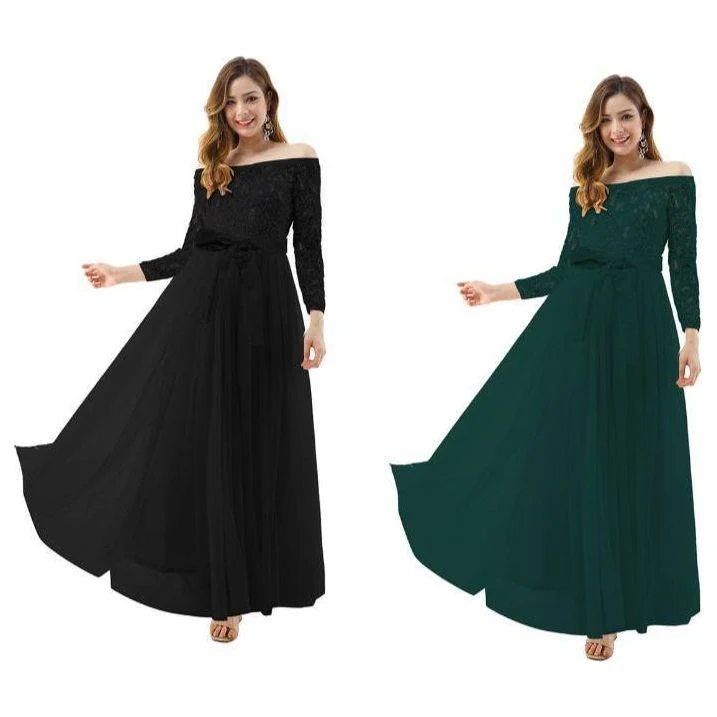 Long Lace Sleeve Bridesmaid Dress.