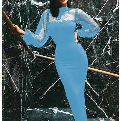Long Lace Sleeves Dress - Image 6