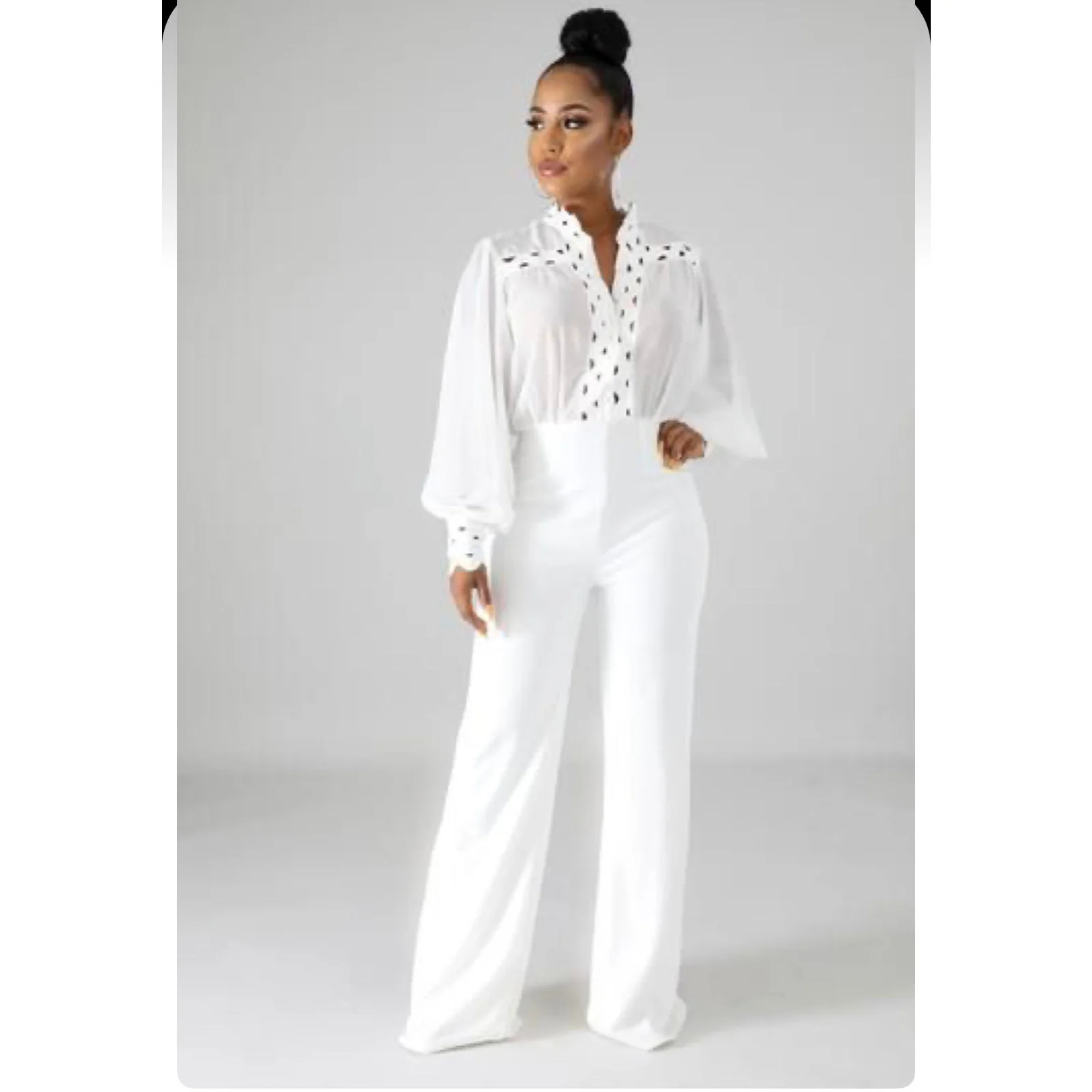 Long Lantern Sleeve Blouse - Image 2