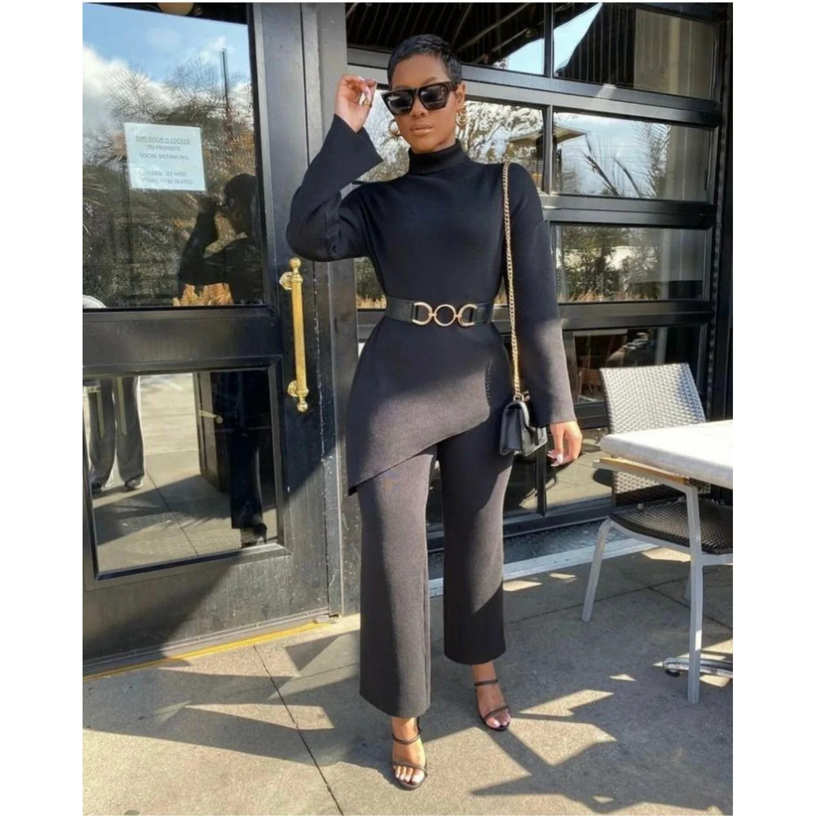 Long Peplum top  & Pants Sweater Set - Image 2