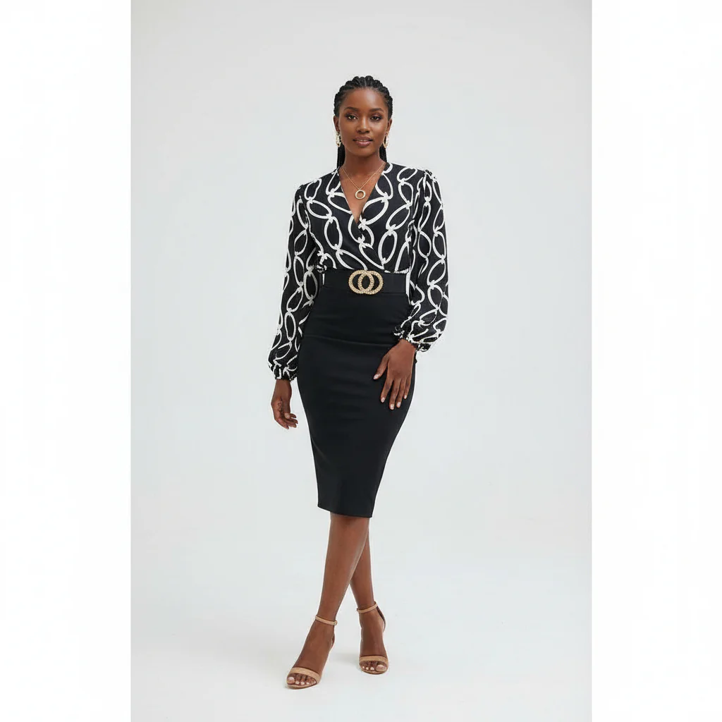 Long Sleeve A Line Retro Midi Dress. - Image 2