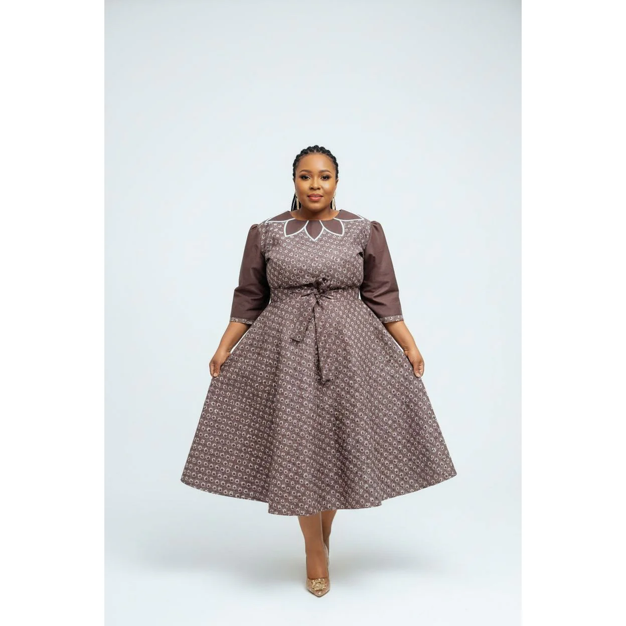 Long sleeve Ankara Dress - Image 3