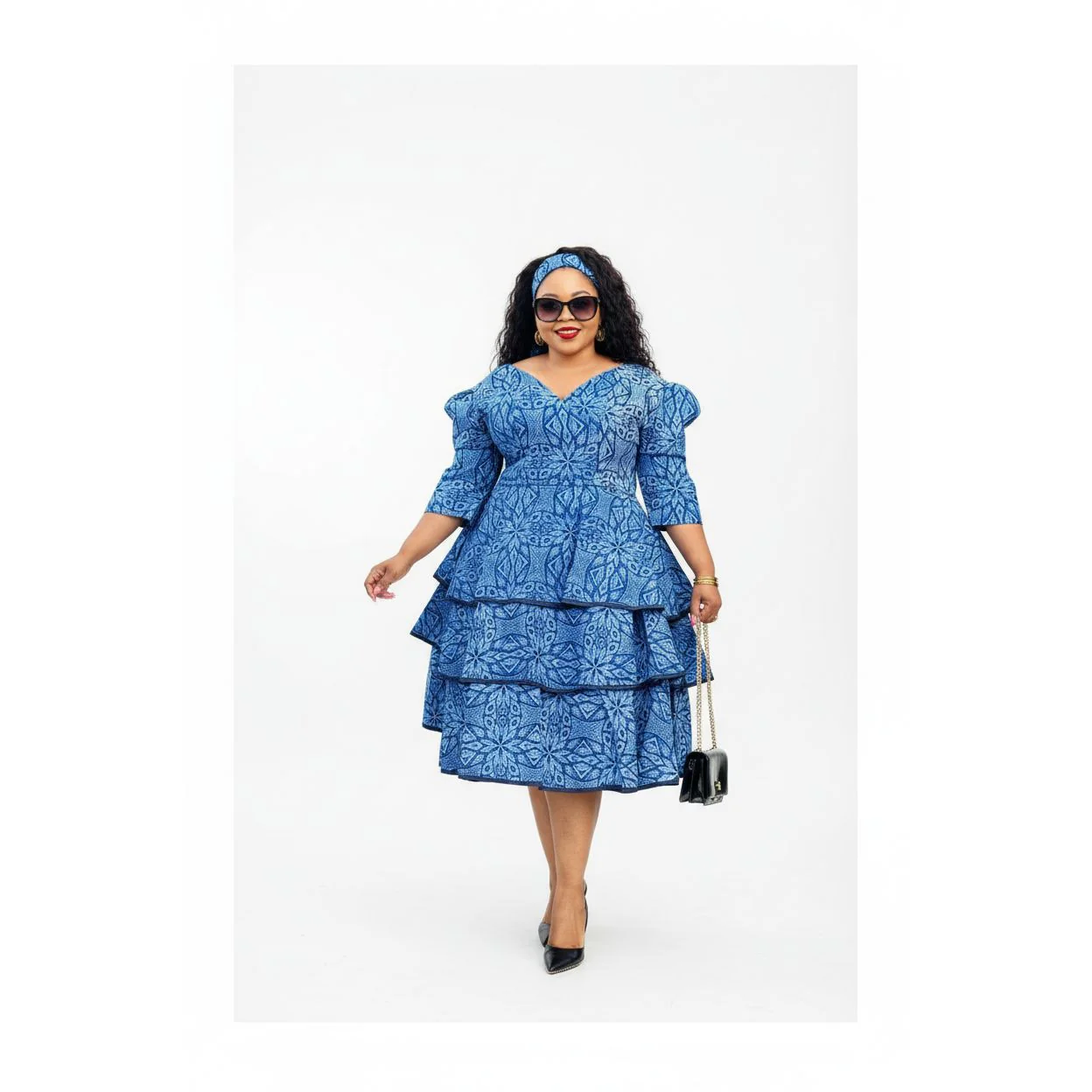 Long Sleeve Ankara Dress - Image 2