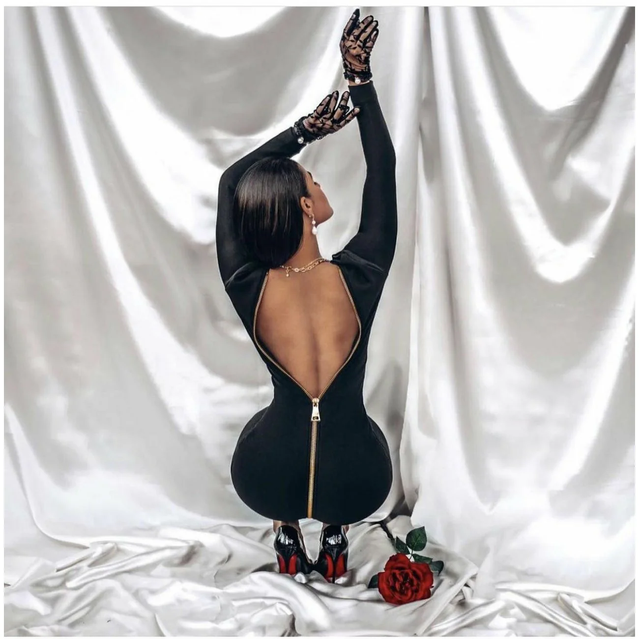 Long Sleeve Back Zipper Dress - Image 6