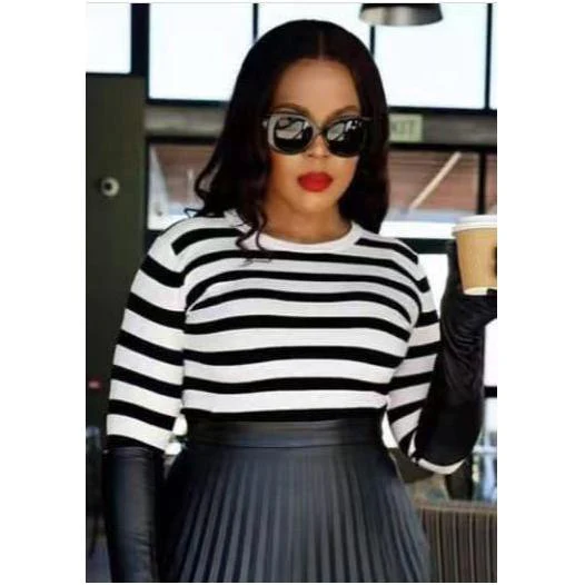 Long Sleeve Black and White Stripe Jersey - Image 3