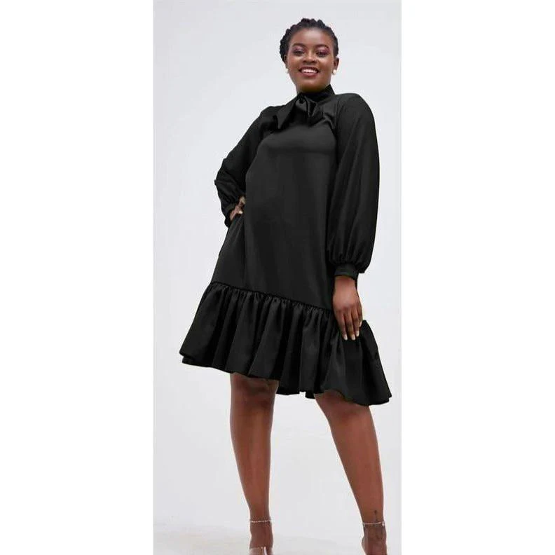 Long Sleeve Bottom Pleated Dress - Image 3