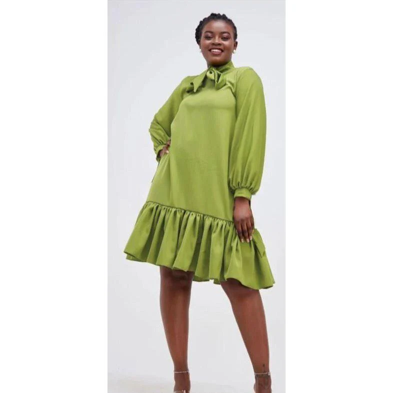 Long Sleeve Bottom Pleated Dress - Image 4