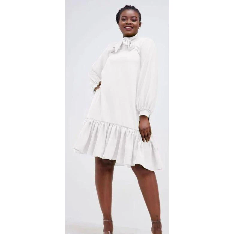 Long Sleeve Bottom Pleated Dress - Image 5