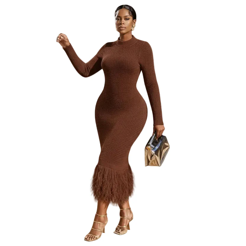 Long Sleeve Bottom Tassel Maxi Dress - Image 2