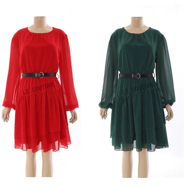 Long Sleeve Chiffon Midi Dress - Image 6
