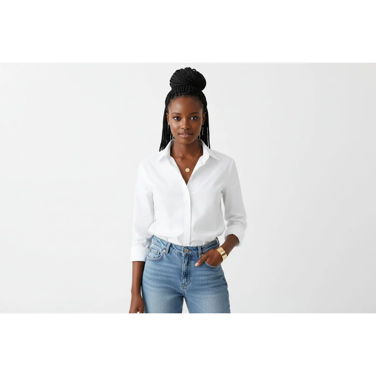 Long Sleeve Cotton White Shirt - Image 3