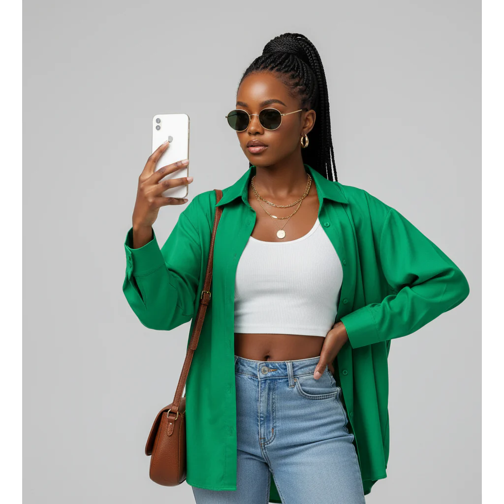 Long Sleeve Down-Collar Plan Colour Shirt - Image 2