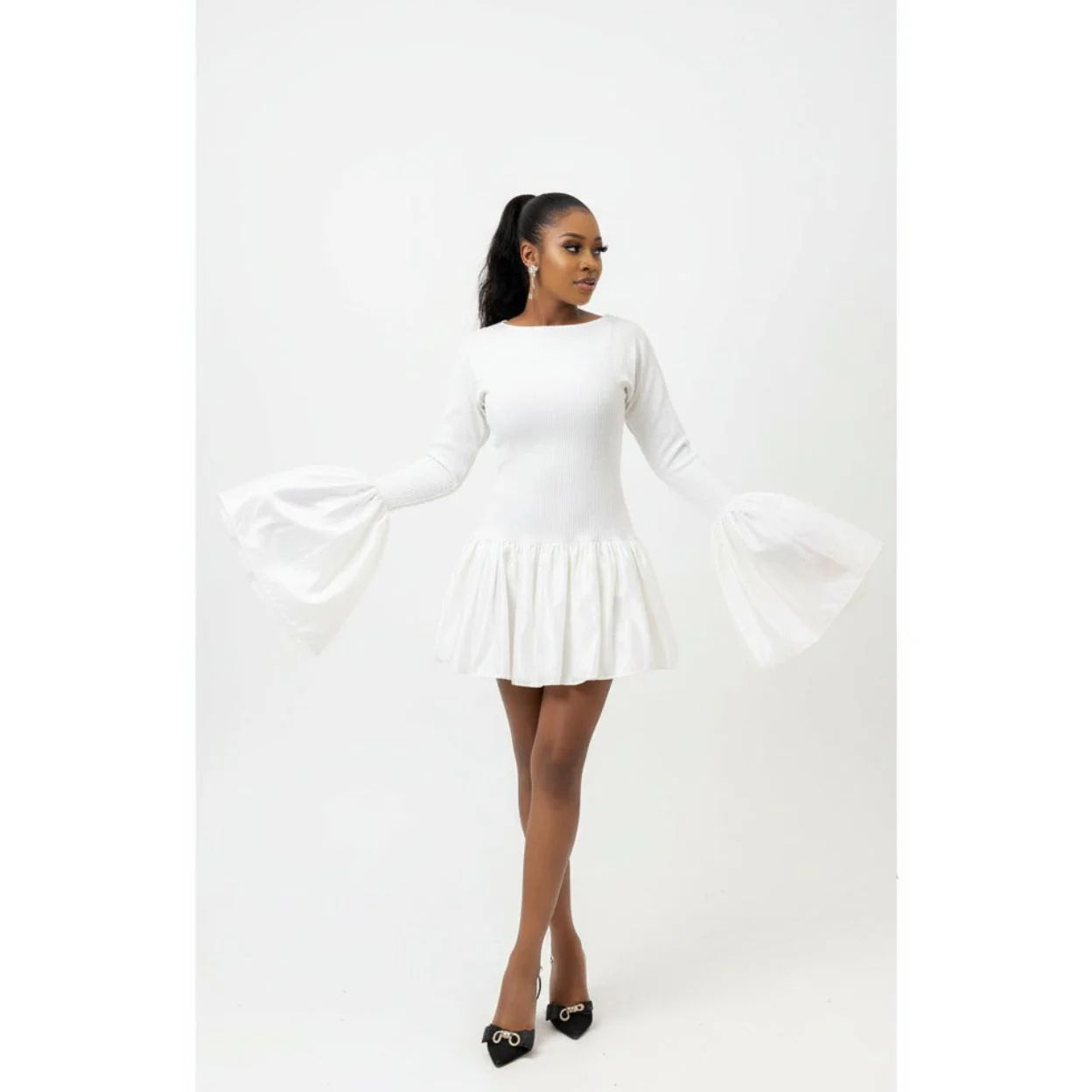 Bodycon A-Line Flowy Ruffle Mini Cocktail Dress - Image 2