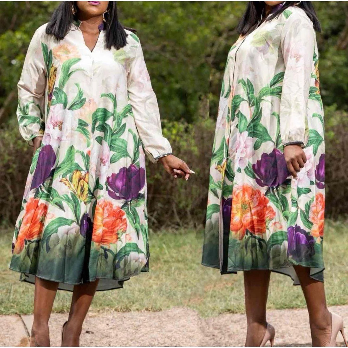 Long Sleeve Floral Dress - Image 3