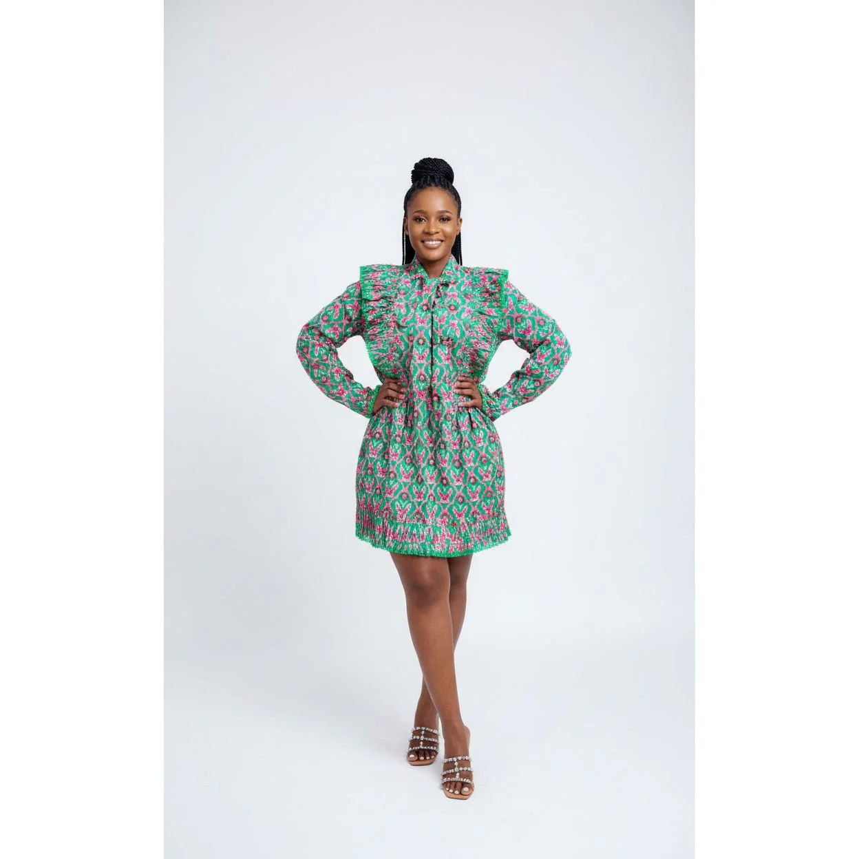 Long Sleeve Floral Midi Vintage Dress - Image 2