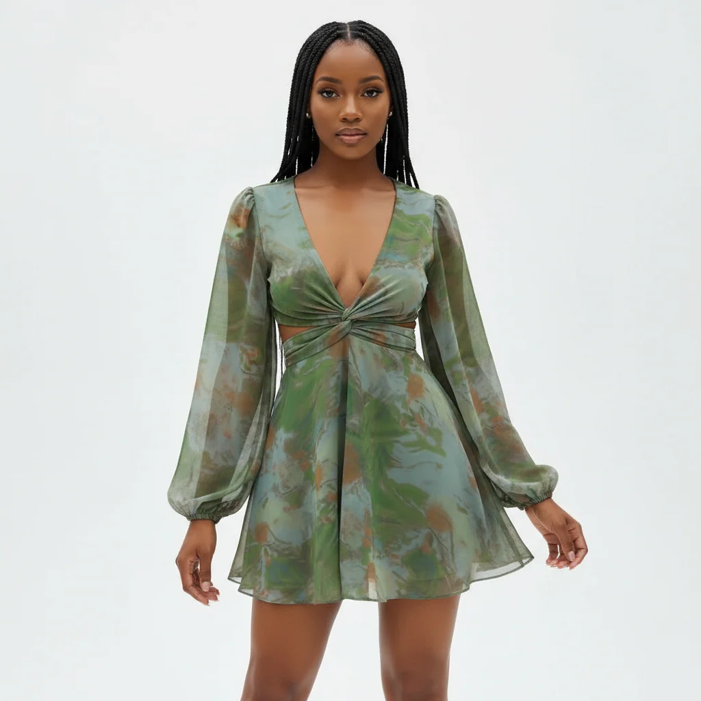 Long Sleeve Floral Top & Skirt Set - Image 2