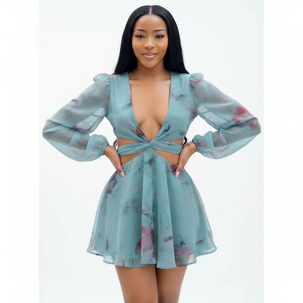 Long Sleeve Floral Top & Skirt Set - Image 3